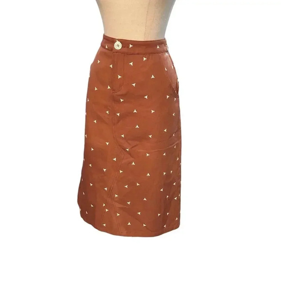 Roolee SF-1901388 Brown 100% Cotton Midi Skirt Size Large - Picture 1 of 6